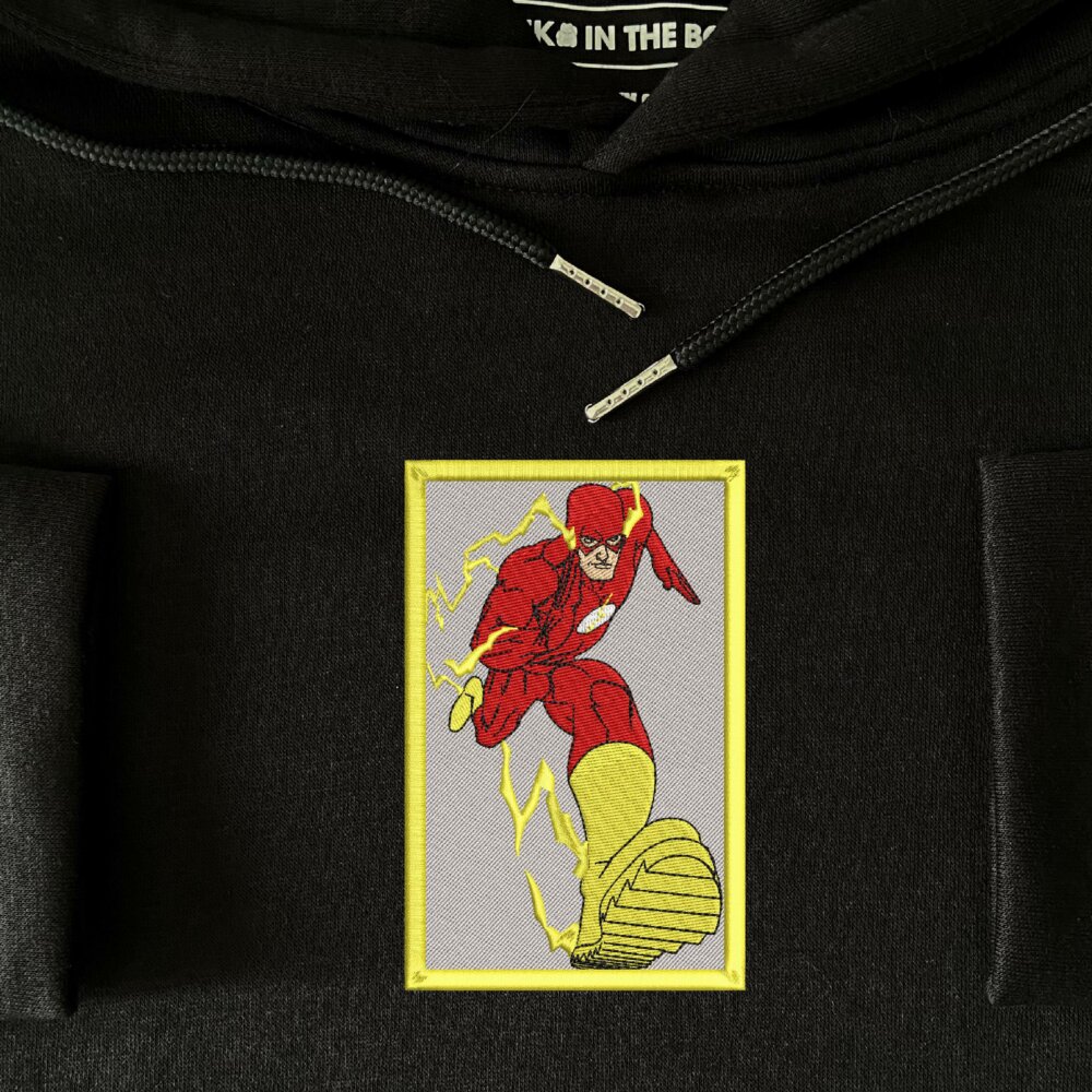 Flash Hero Art Embroidered Hoodie Black (3)