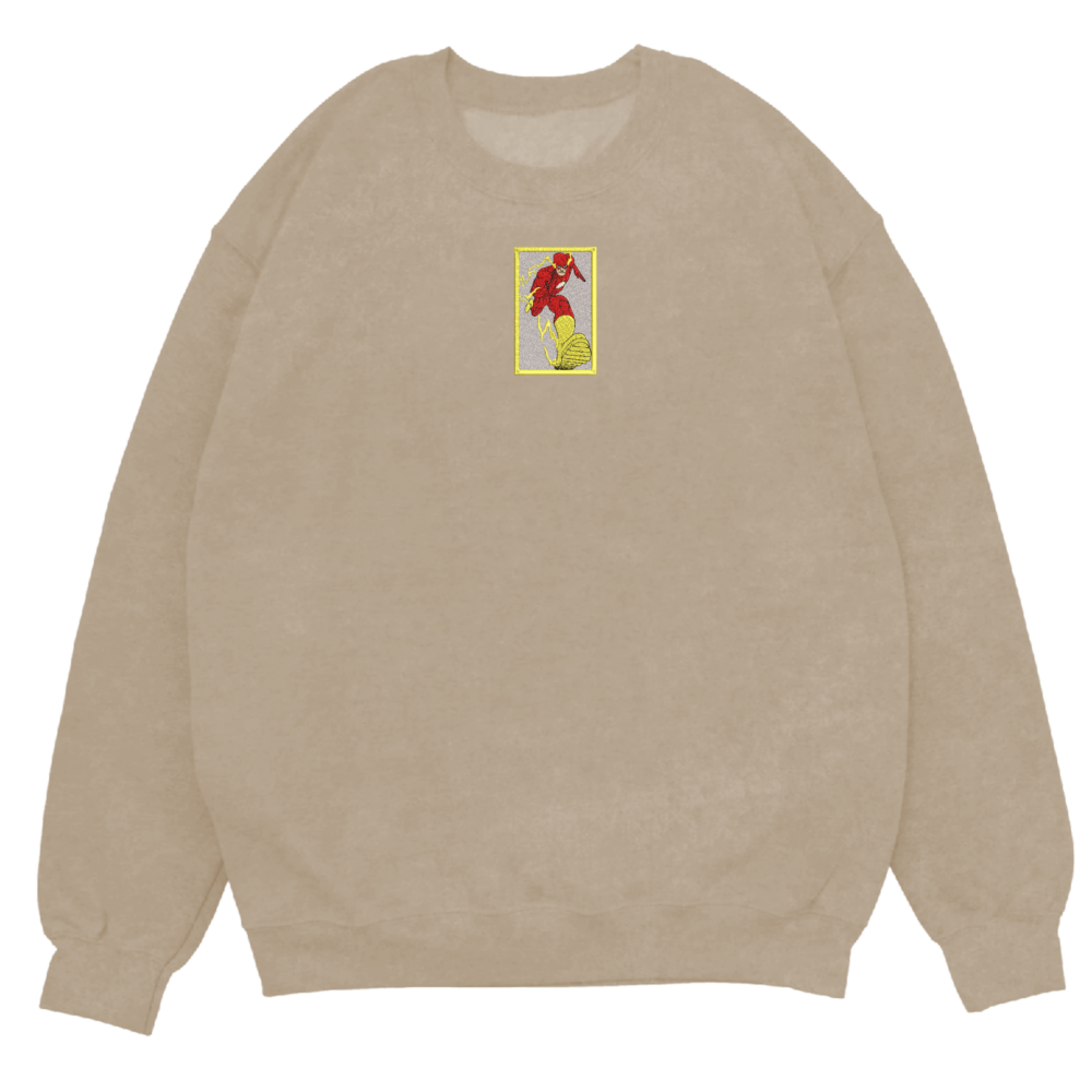 Flash Hero Art Embroidered Sweatshirt Sand