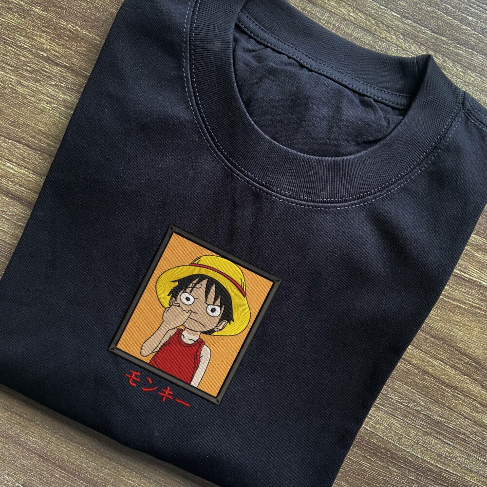 Funny luffy Art Embroidere Black T shirt (1) Thumbnails T shirt Gallery 2