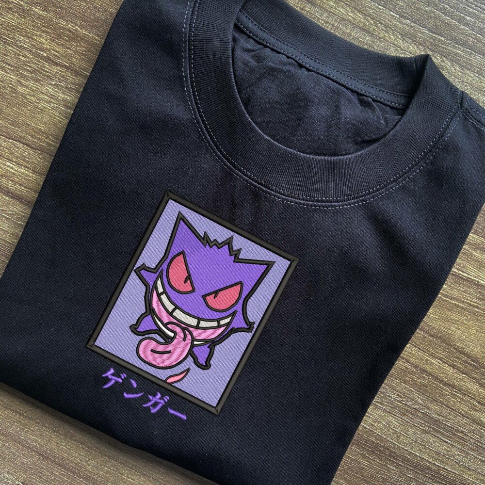 Gengar Art Embroidere Black T shirt (3) Thumbnails T shirt Gallery 2