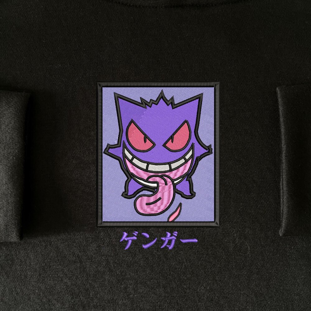 Gengar Art Embroidered Hoodie Black (4) Main Thumbnails Sweatshirt