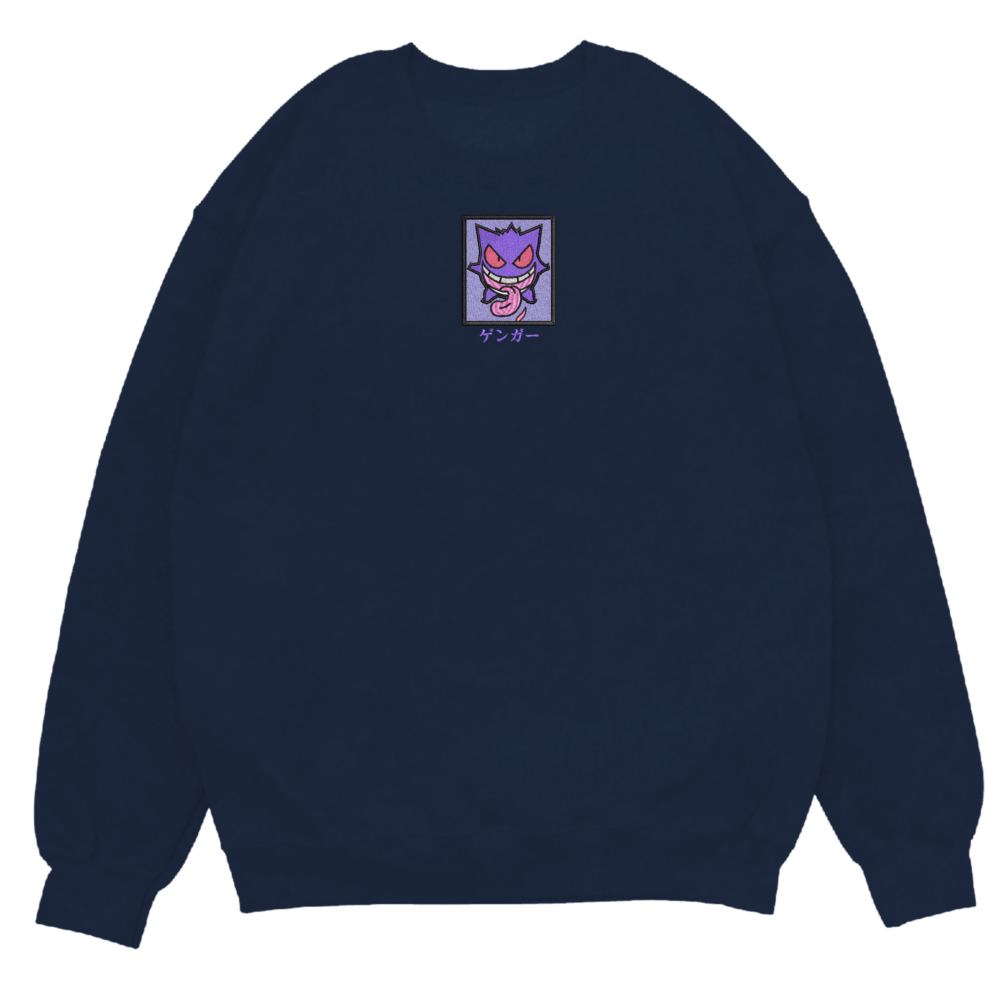 Gengar Art Embroidered Sweatshirt Navy