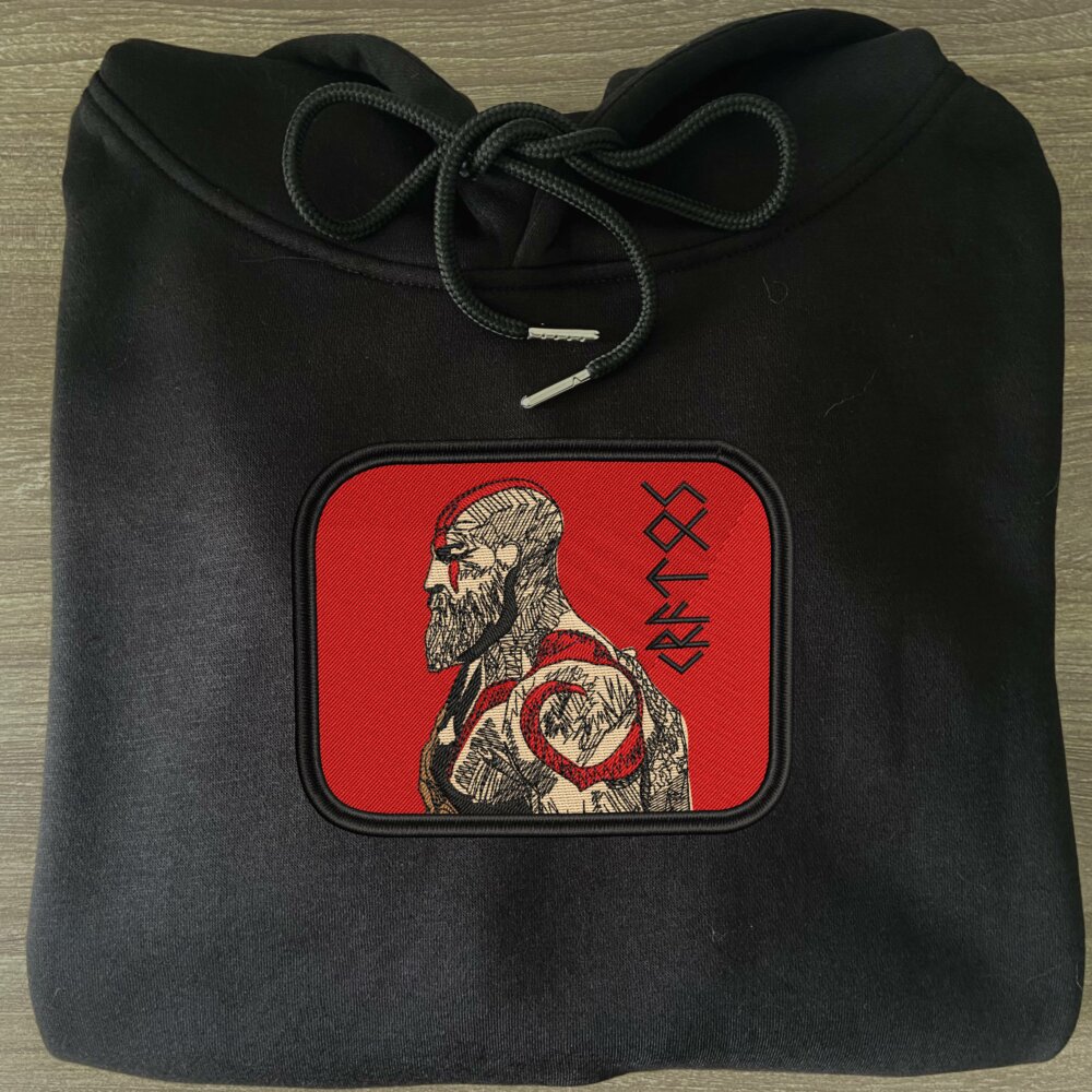 God Slayer Art Embroidered Hoodie Black (3)