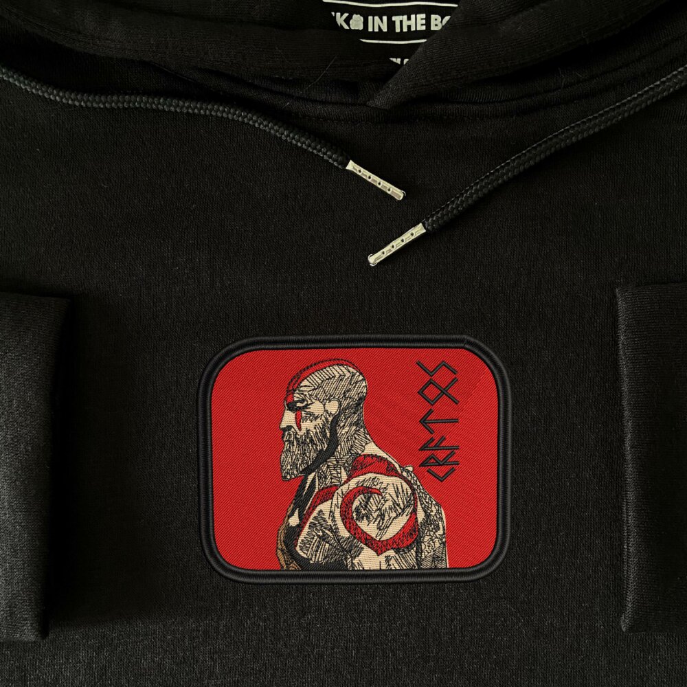 God Slayer Art Embroidered Hoodie Black (4)