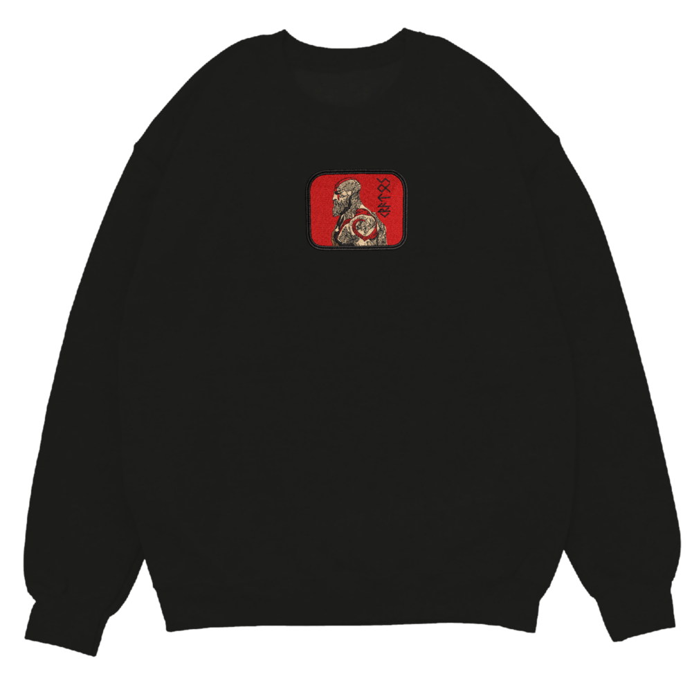 God Slayer Art Embroidered Sweatshirt Black