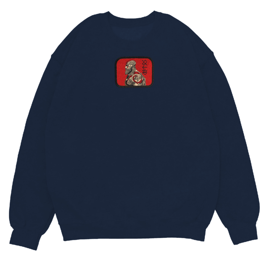 God Slayer Art Embroidered Sweatshirt Navy