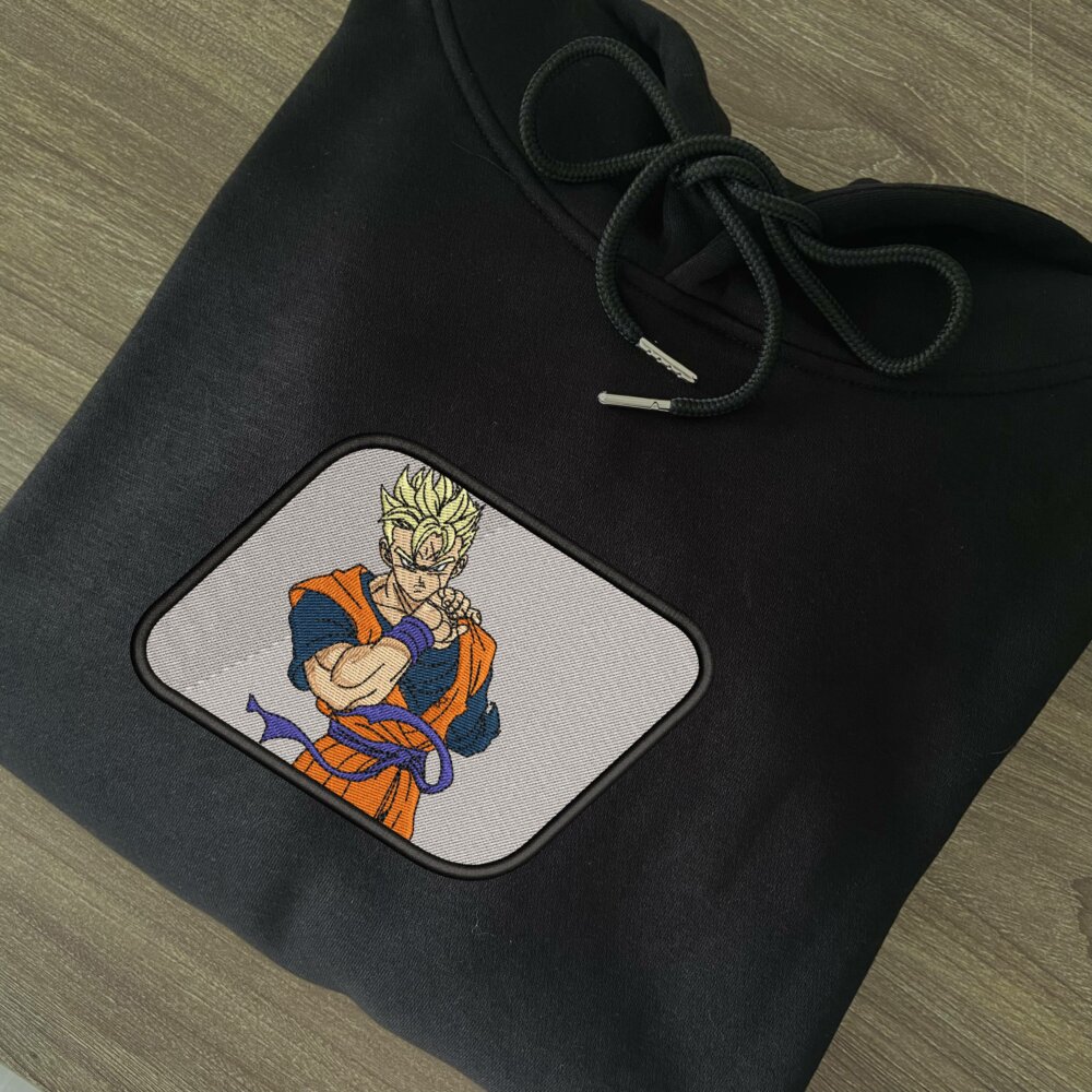 Gohan Art Embroidered Hoodie Black (1)