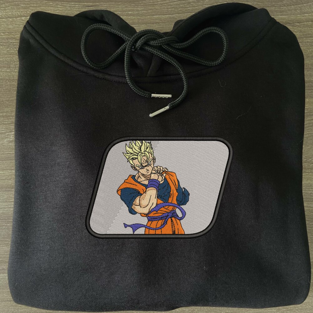 Gohan Art Embroidered Hoodie Black (2)