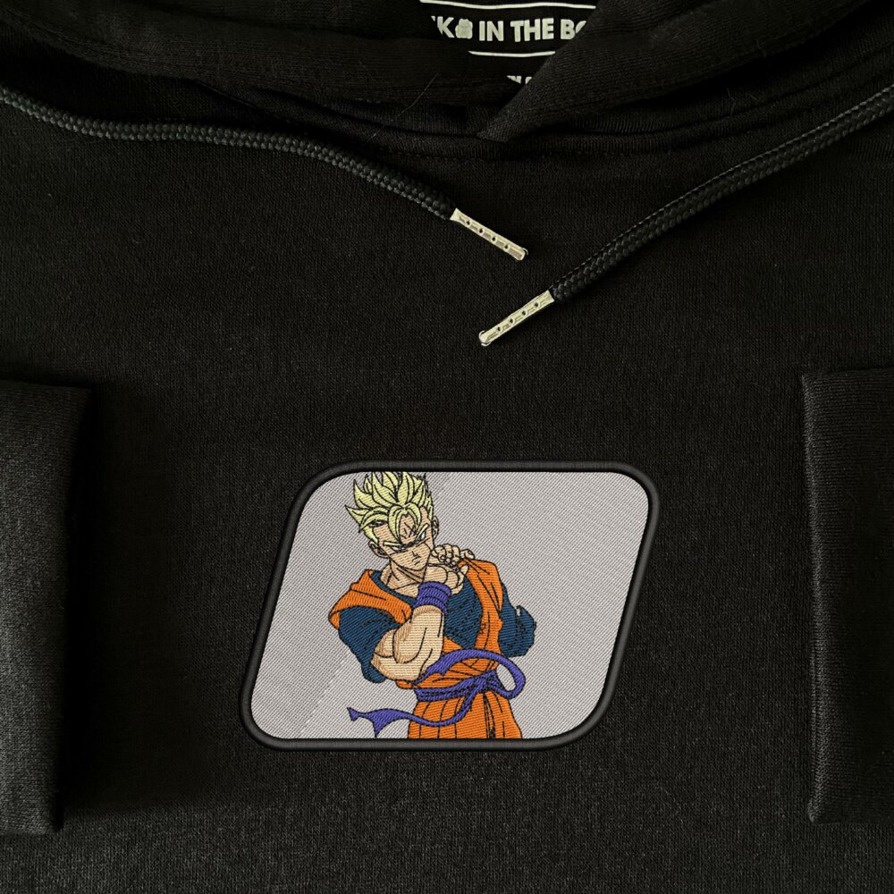 Gohan Art Embroidered Hoodie Black (3)