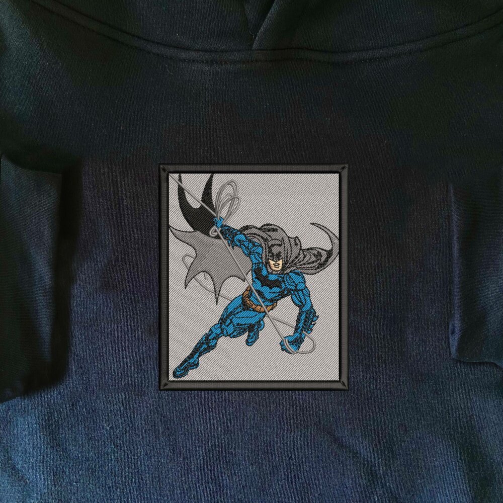 Gotham's Protector Art Embroidered Hoodie Black Navy (1)