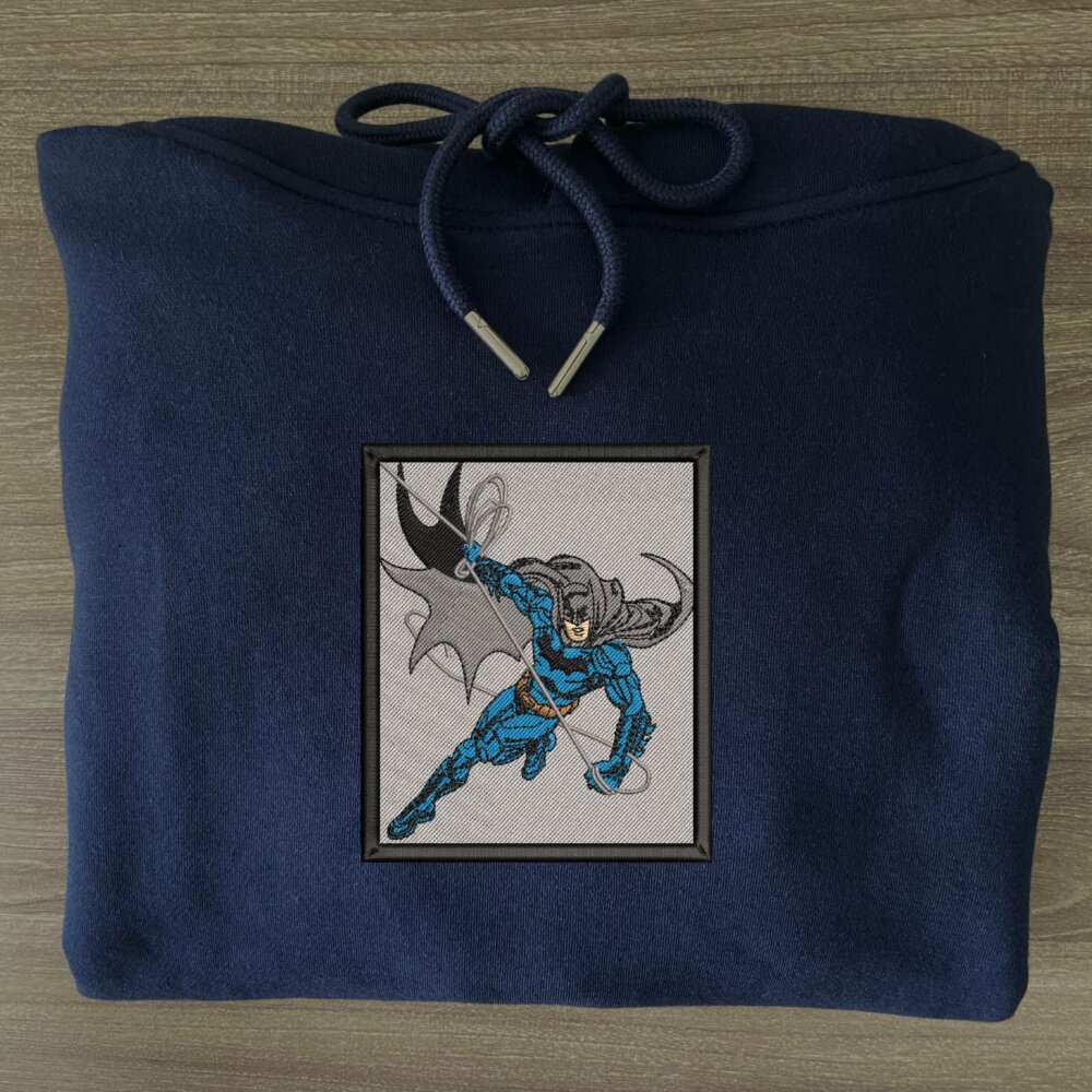 Gotham's Protector Art Embroidered Hoodie Black Navy (3)