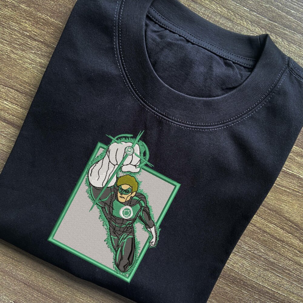 Green Lantern Art Embroidered Black T shirt (1) Thumbnails T shirt Gallery 2