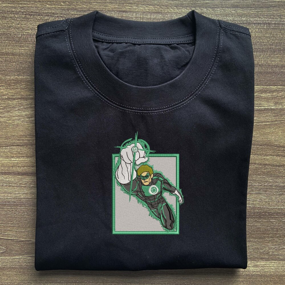 Green Lantern Art Embroidered Black T shirt (2) Main Thumbnails T shirt