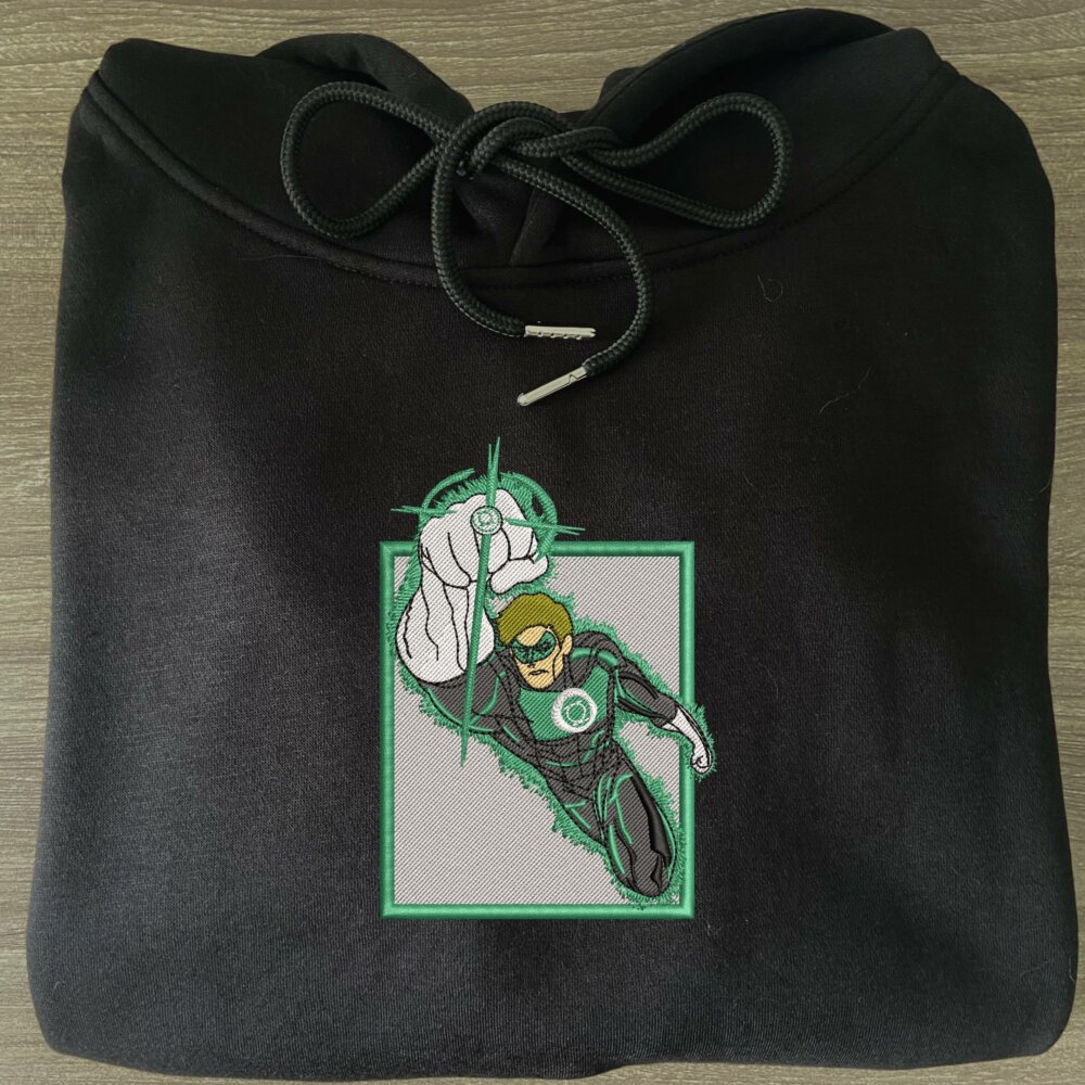 Green Lantern Art Embroidered Hoodie Black (2)