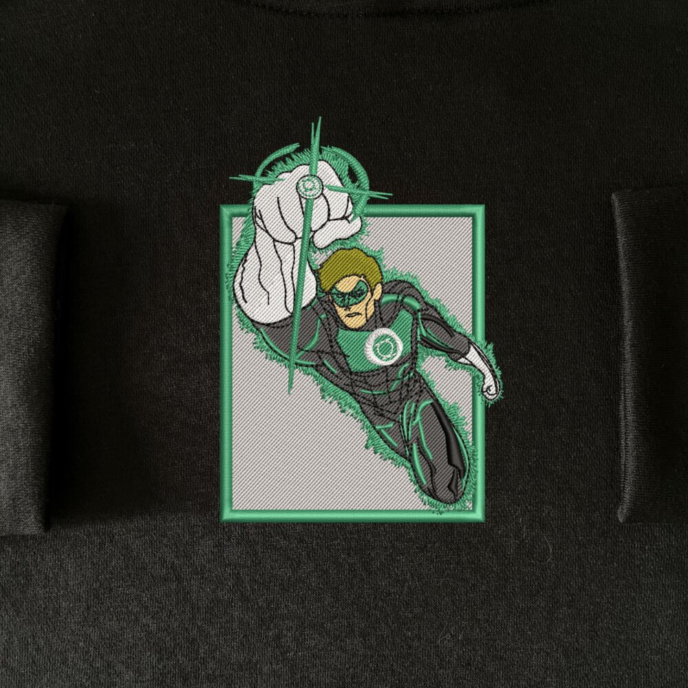 Green Lantern Art Embroidered Hoodie Black (4) Main Thumbnails Sweatshirt