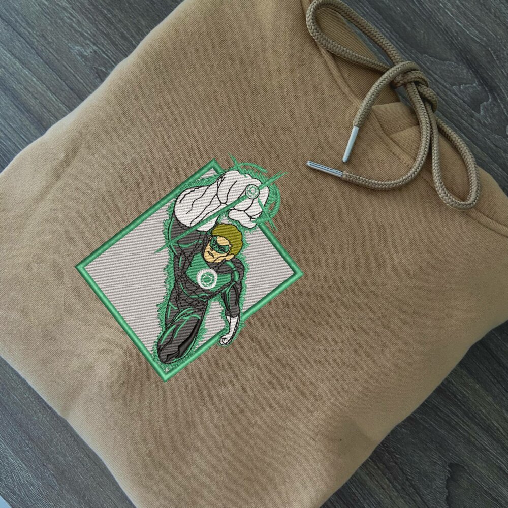 Green Lantern Art Embroidered Hoodie Sand (2)