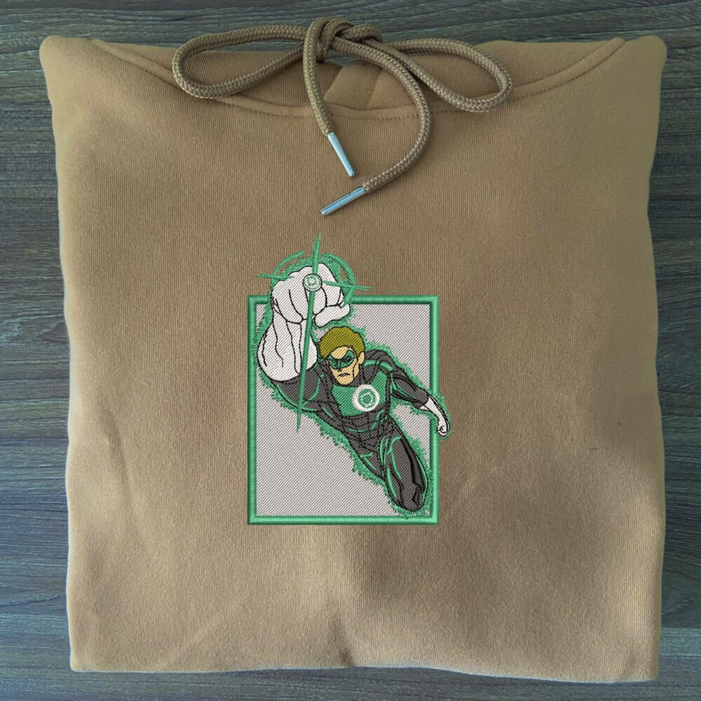 Green Lantern Art Embroidered Hoodie Sand (3)