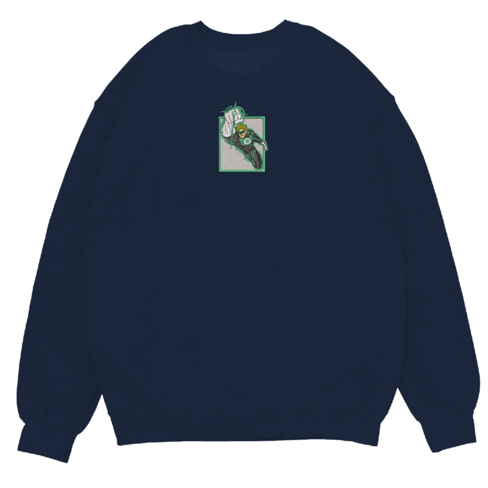 Green Lantern Art Embroidered Sweatshirt Navy