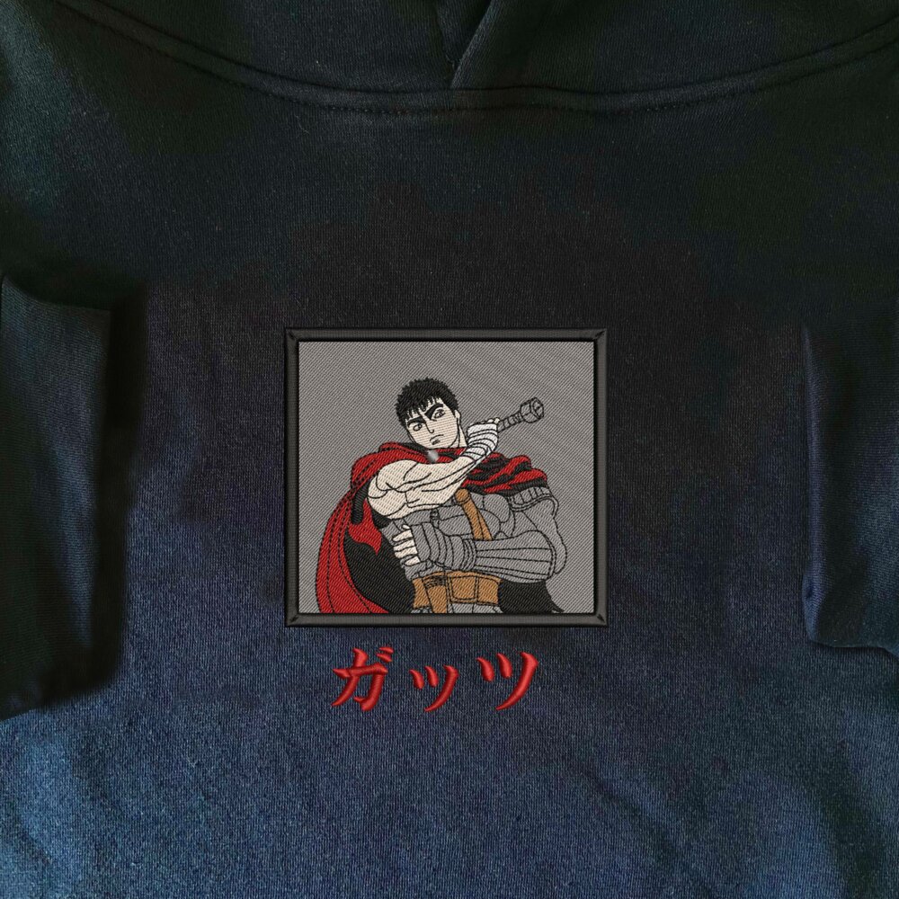 Guts Art Embroidered Hoodie Navy (1)