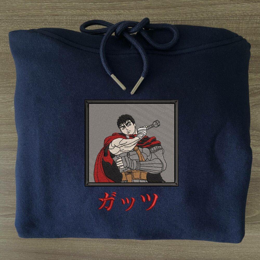 Guts Art Embroidered Hoodie Navy (3)