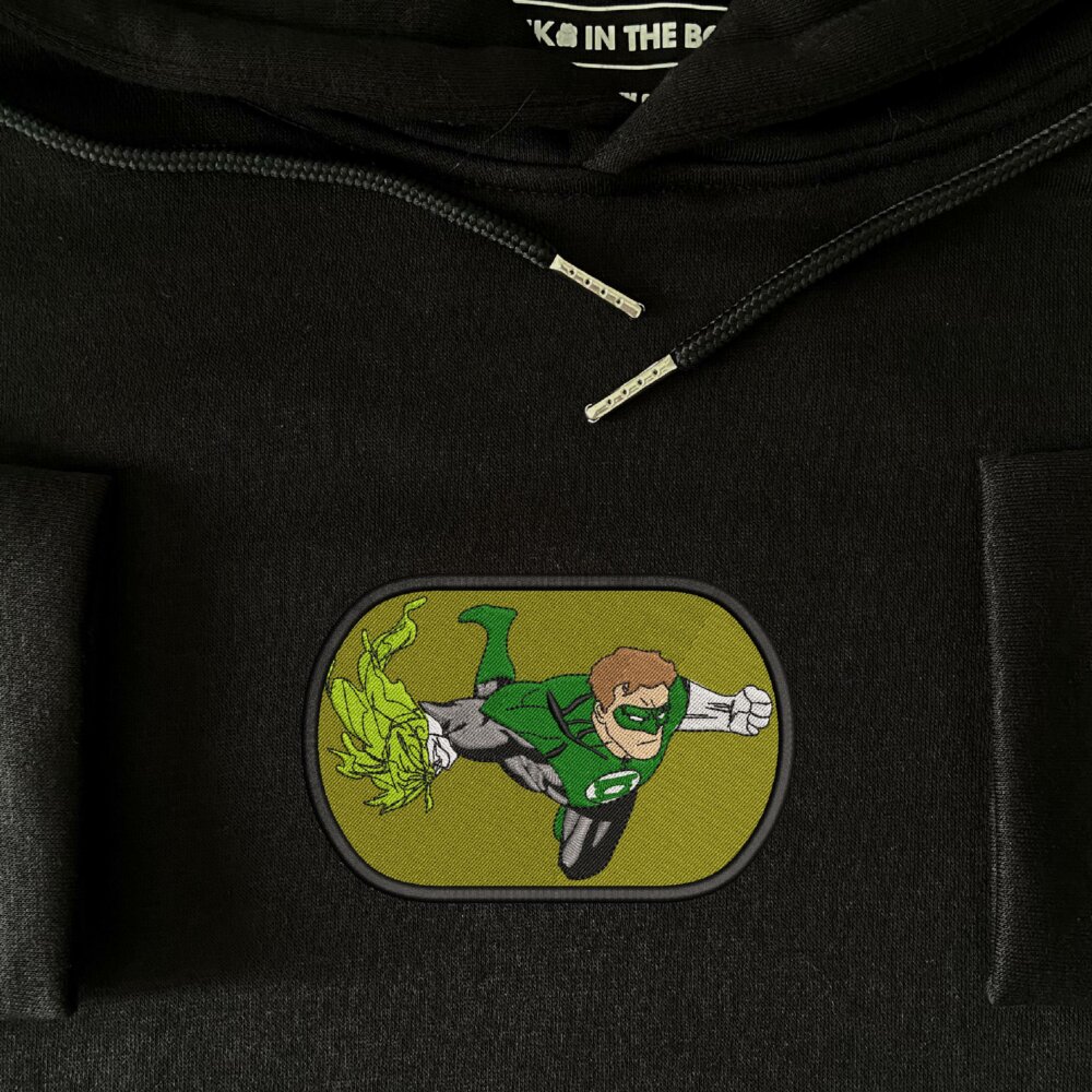 Hal Jordan Art Embroidered Hoodie Black (4)