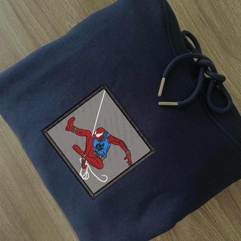 Hero Spider Art Embroidered Hoodie Navy (2)