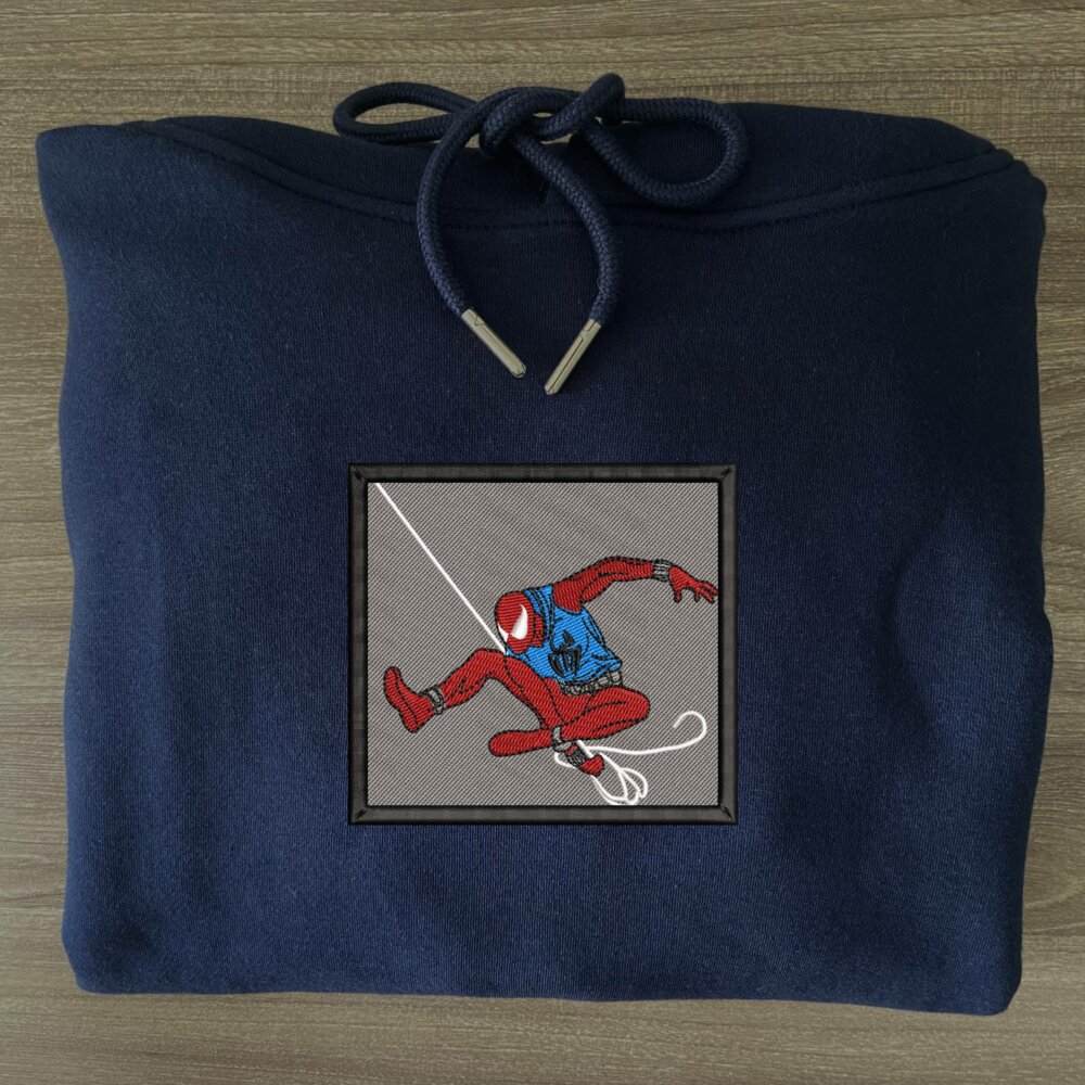 Hero Spider Art Embroidered Hoodie Navy (3)