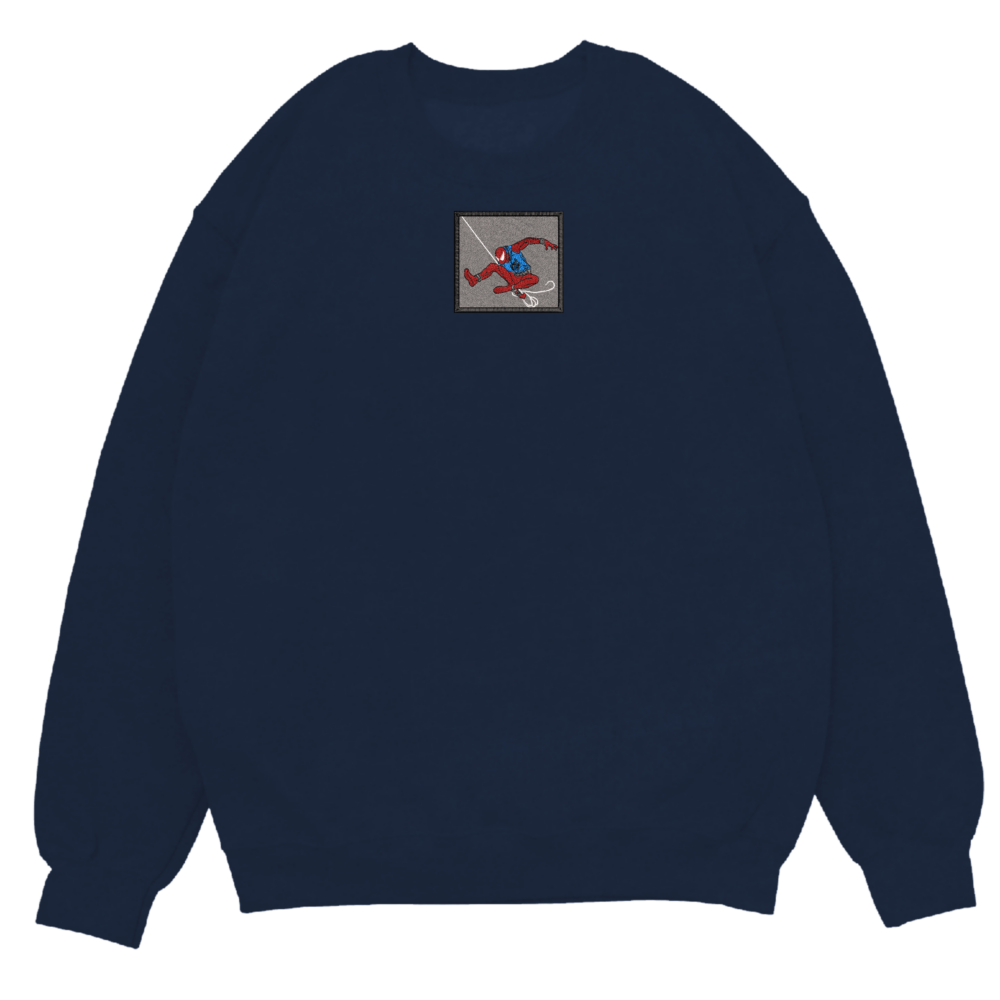 Hero Spider Art Embroidered Sweatshirt Navy