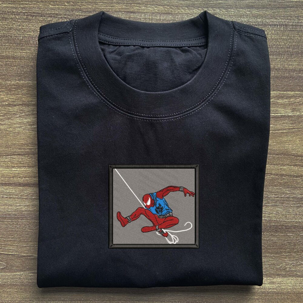 Hero Spider Art Embroidered T shirt Black (2) Main Thumbnails T shirt