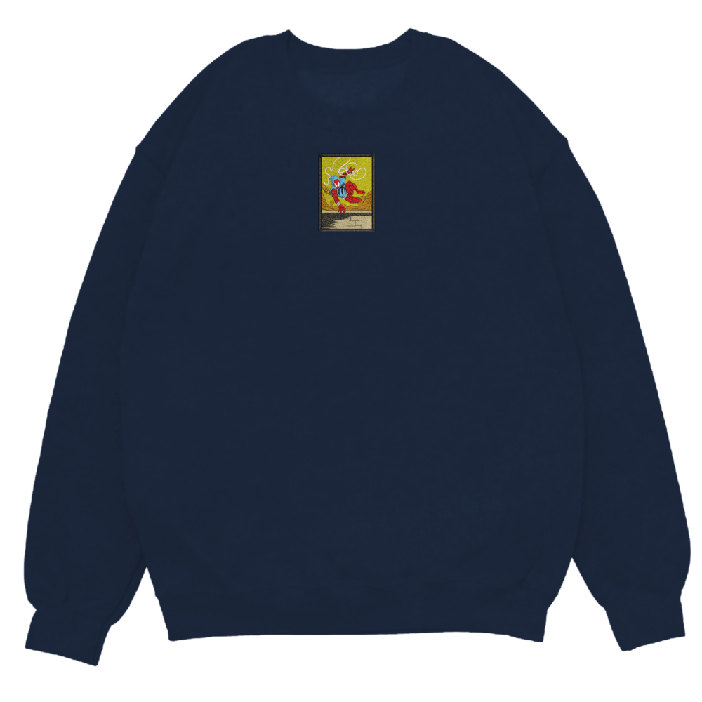 Heroic Arachnid Art Embroidered Sweatshirt Navy