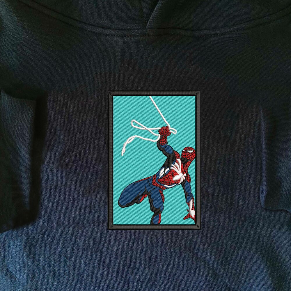 Heroic Webslinger Art Embroidered Hoodie Navy (1)