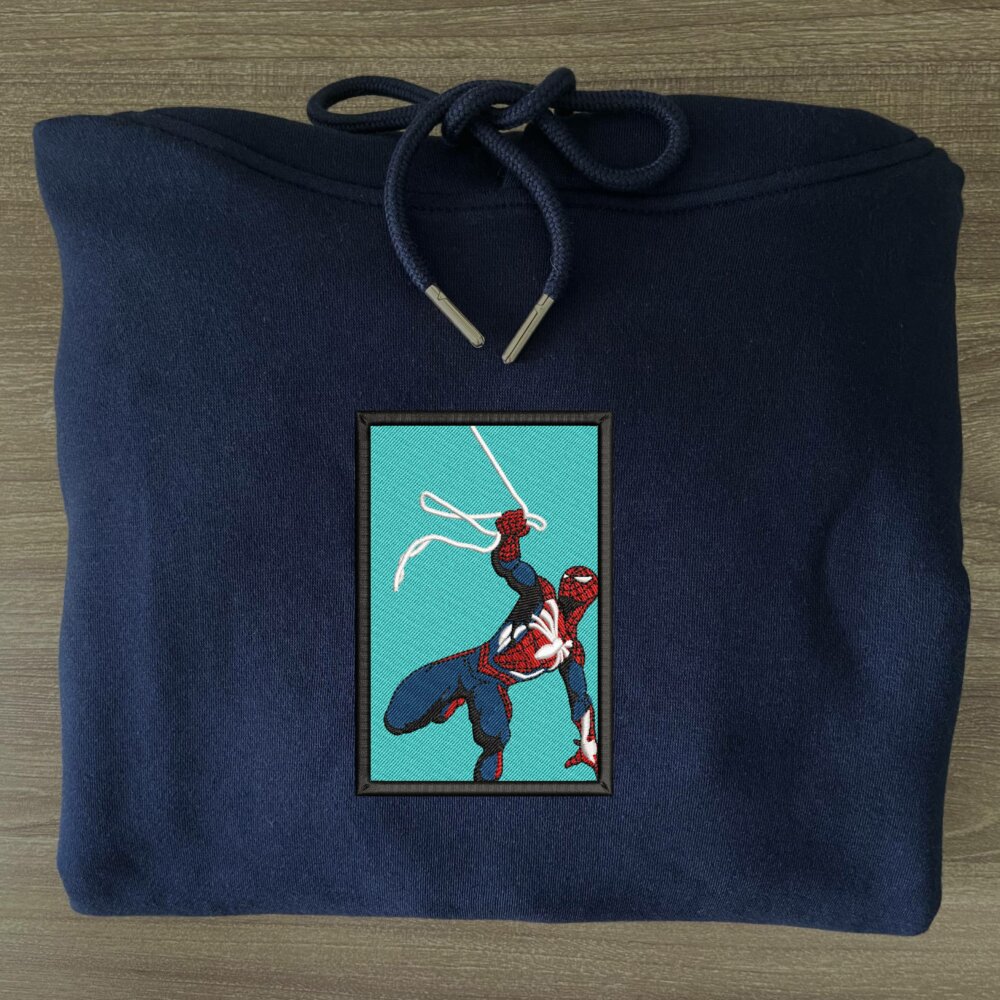 Heroic Webslinger Art Embroidered Hoodie Navy (3)