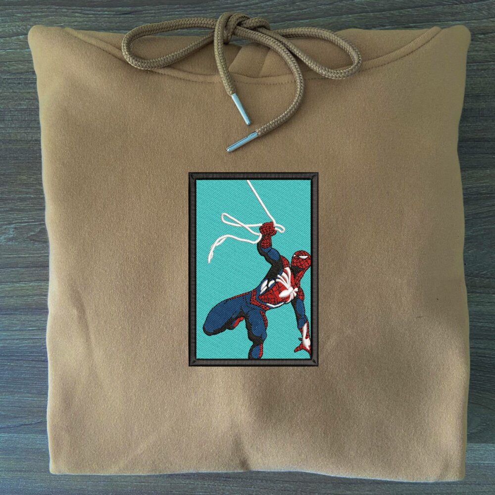 Heroic Webslinger Art Embroidered Hoodie Sand (3)