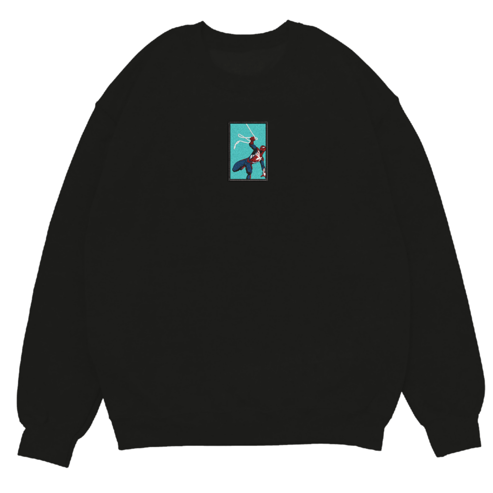 Heroic Webslinger Art Embroidered Sweatshirt black