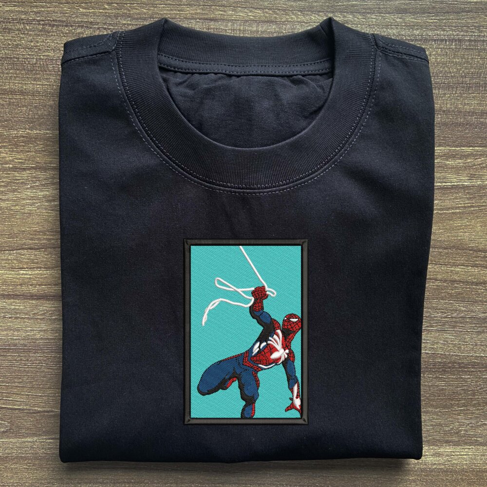 Heroic Webslinger Art Embroidered T shirt Black (2) Main Thumbnails T shirt