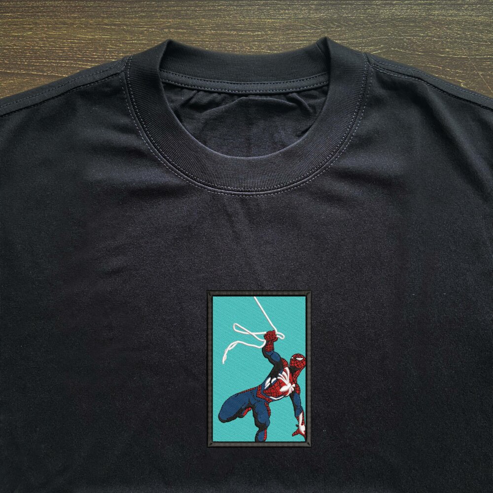 Heroic Webslinger Art Embroidered T shirt Black (3) Thumbnails T shirt Gallery