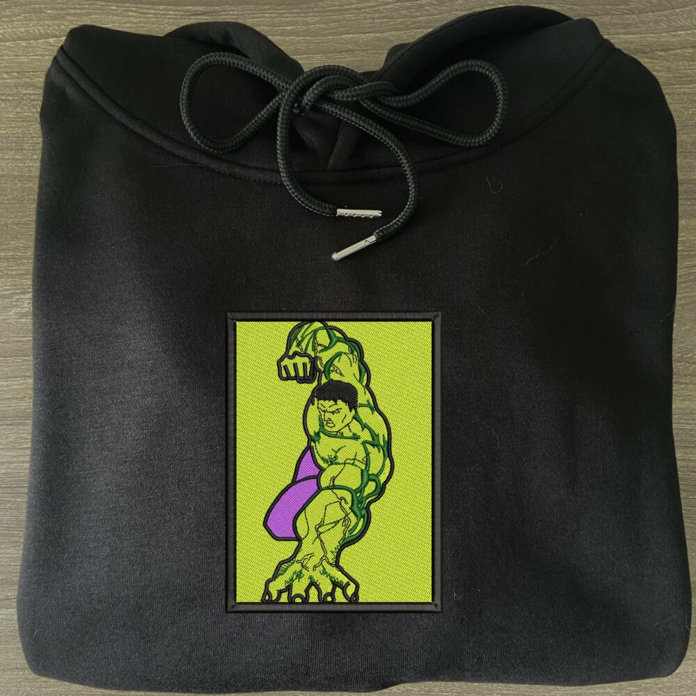 Hulk Art Embroidered Hoodie Black (3)