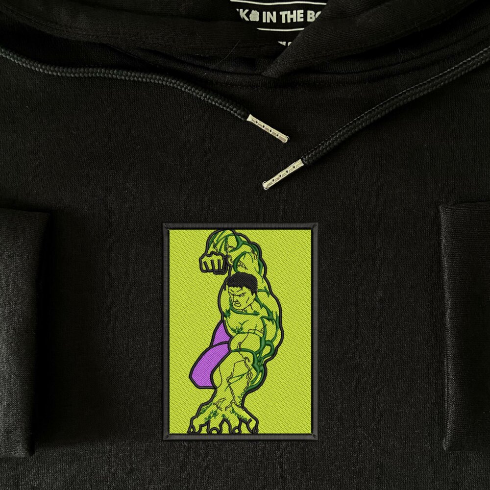 Hulk Art Embroidered Hoodie Black (4)