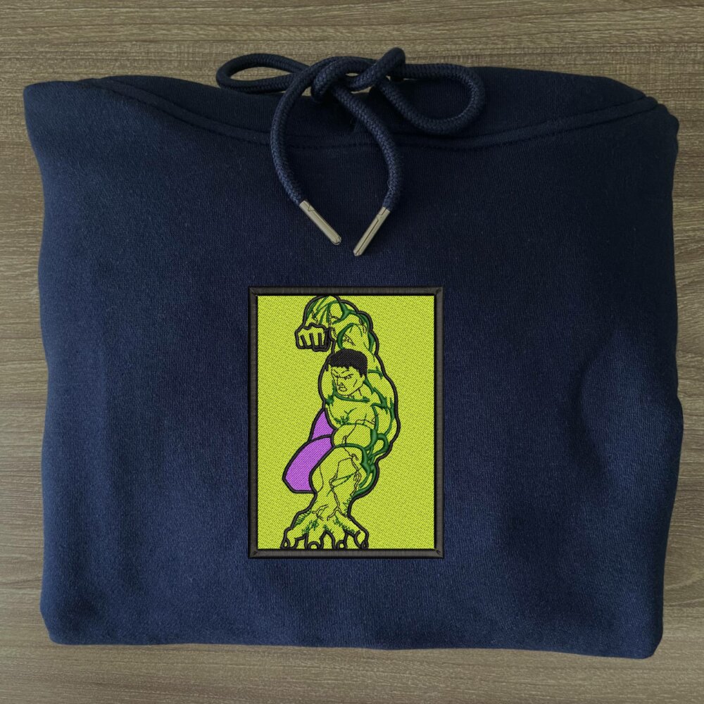 Hulk Art Embroidered Hoodie Navy (3)