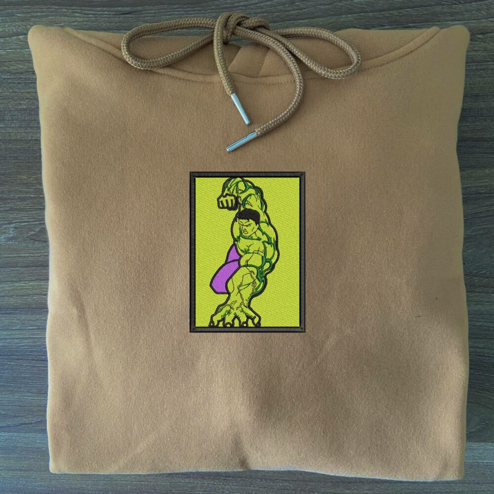 Hulk Art Embroidered Hoodie Sand (1)