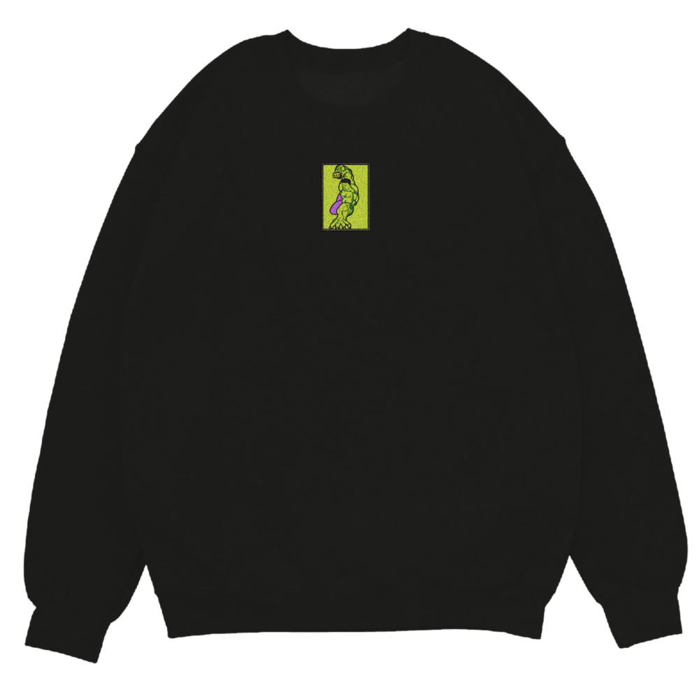 Hulk Art Embroidered Sweatshirt Black