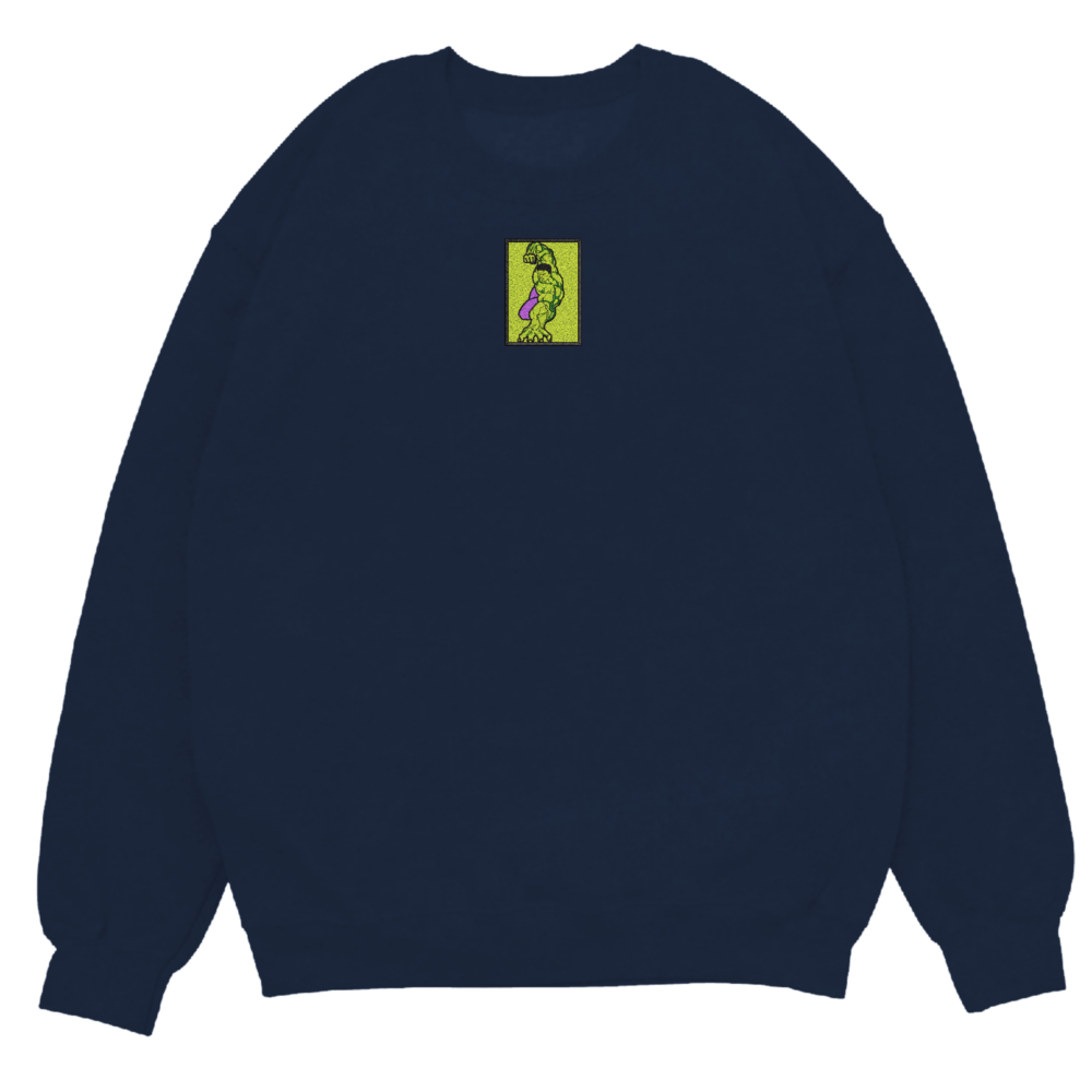 Hulk Art Embroidered Sweatshirt Navy