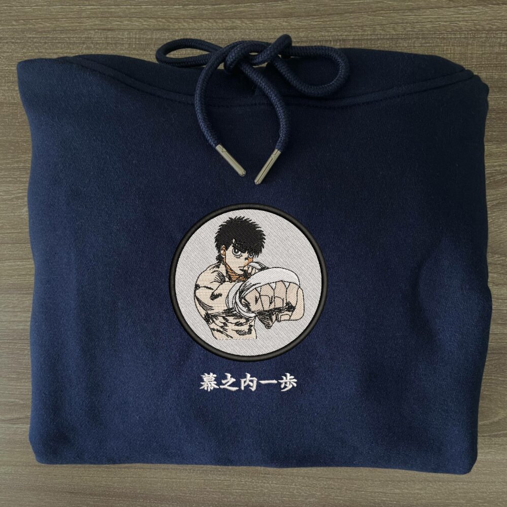 Ippo Art Embroidered Hoodie Navy (3)