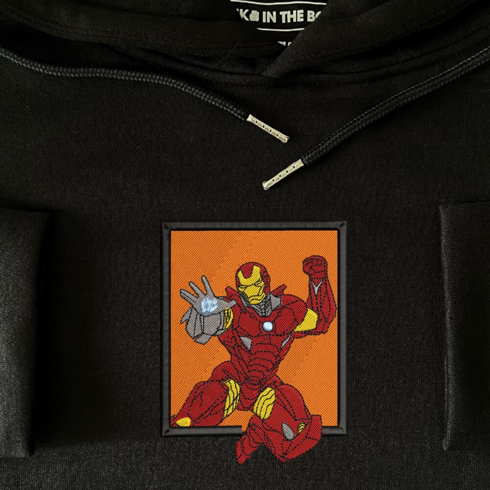 Iron man Art Embroidere Hoodie Black (3)