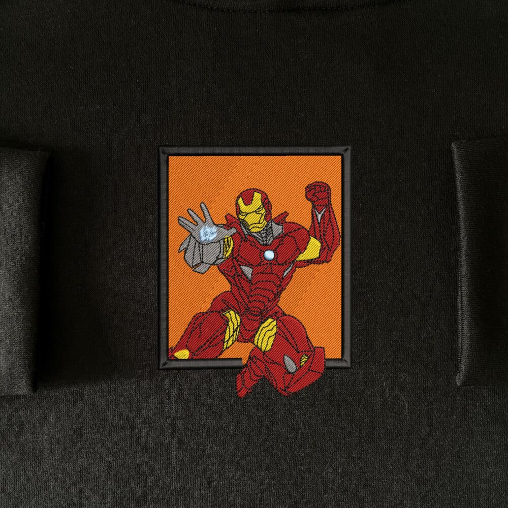 Iron man Art Embroidere Hoodie Black (4) Main Thumbnails Sweatshirt