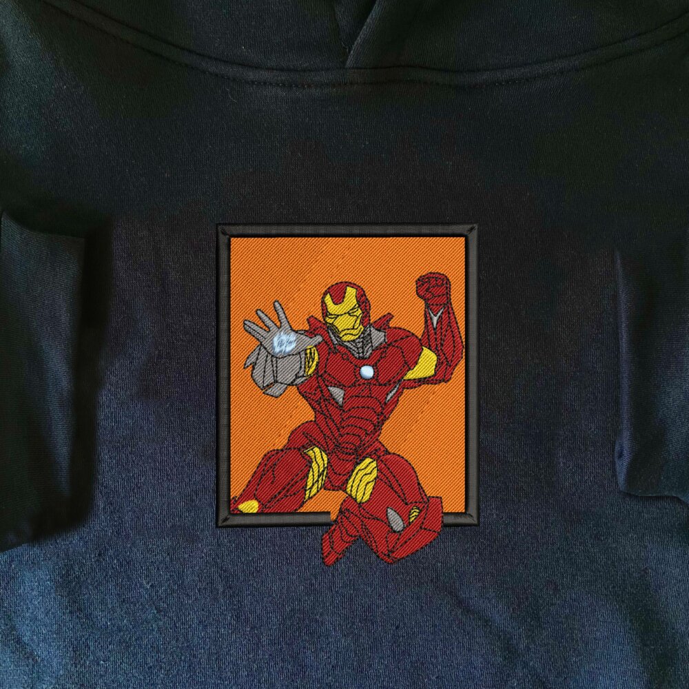 Iron man Art Embroidere Hoodie Navy (1)