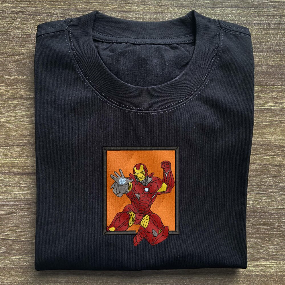 Iron man Art Embroidered Black T shirt (1) Main Thumbnails T shirt