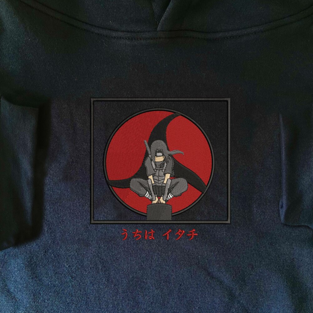 Itachi Art Embroidere Hoodie Navy (1)