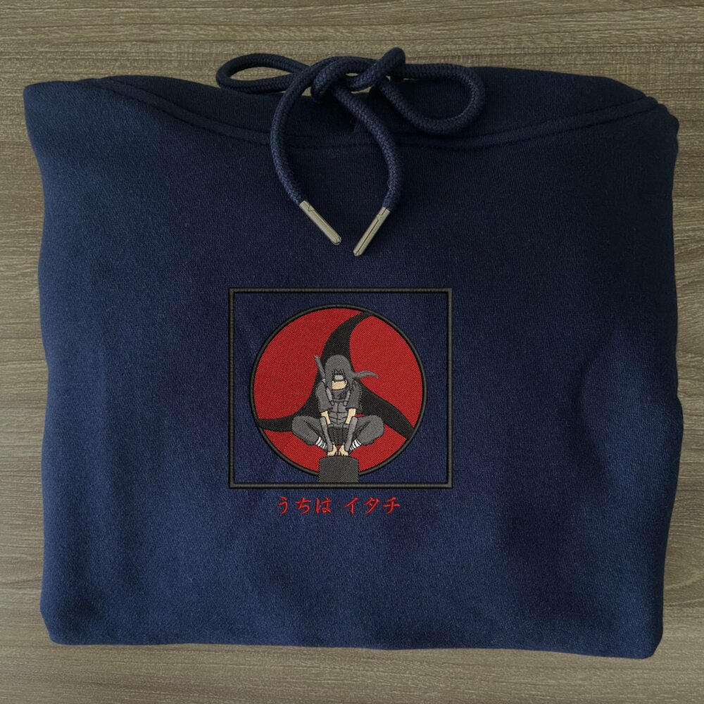 Itachi Art Embroidere Hoodie Navy (3)