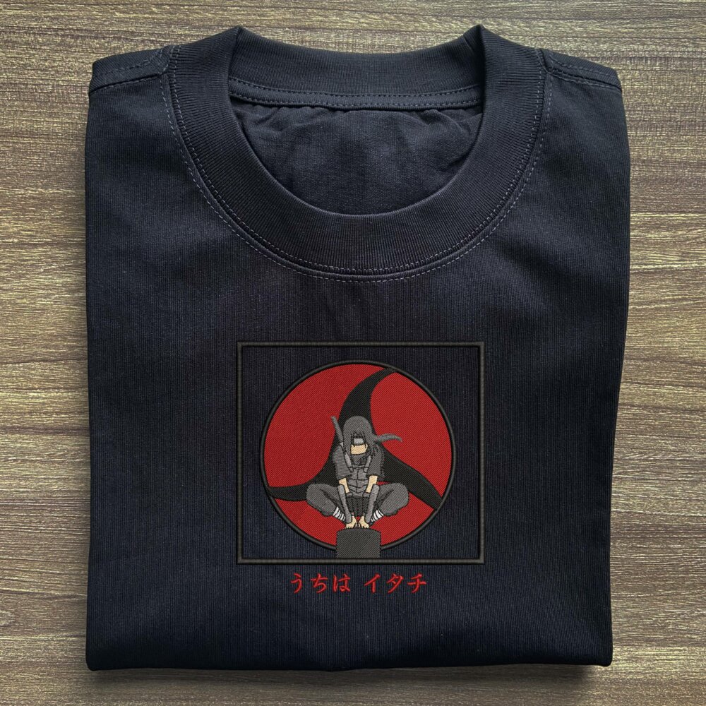 Itachi Art Embroidered Black T shirt (1) Main Thumbnails T shirt